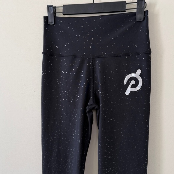 Peloton Sparkle Flex Leggings Black Silver Sparkle Gunmetal Flecks Size Medium - Picture 5 of 9
